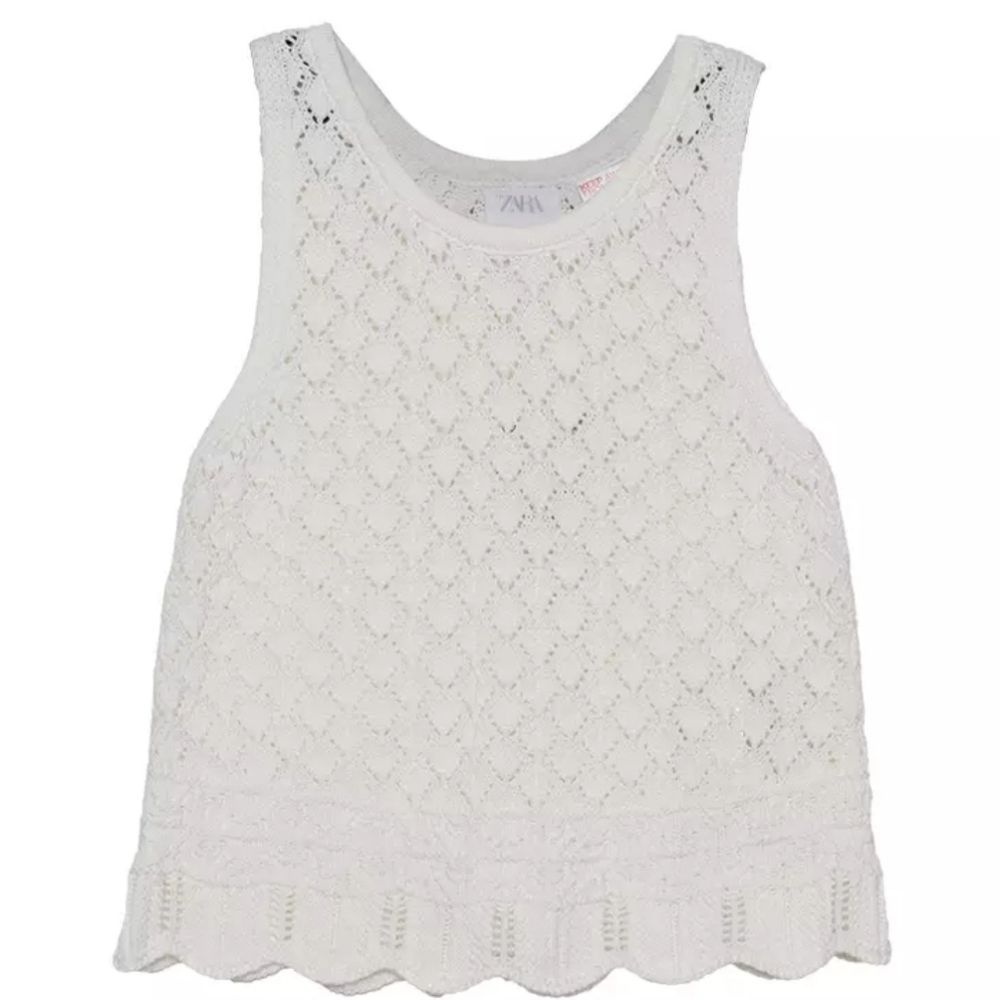 Zara Kids Size 18-24M  White Seather Sleeveless Top